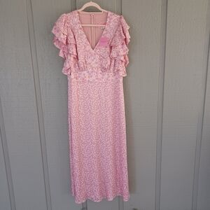 Kate Spade Poppy Field Devore Midi Dress Size Size 14 Women Preppy Floral Stripe